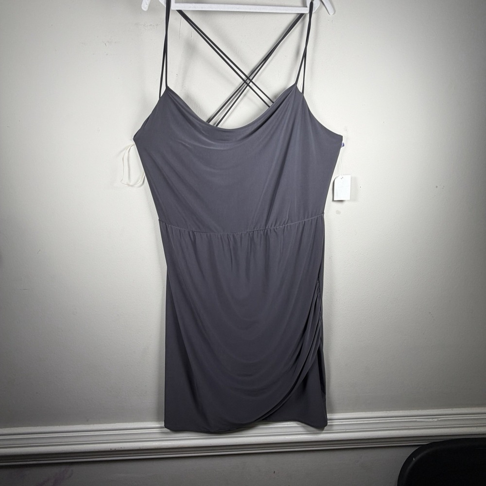 Charlotte‎ Russe 2X Grey Satin Cowl Neck Slip Wrap Dress Cocktail Bridesmaid